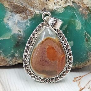 Imperial Jasper 1.5" 925 Sterling Silver Pendant (REXT22-86)