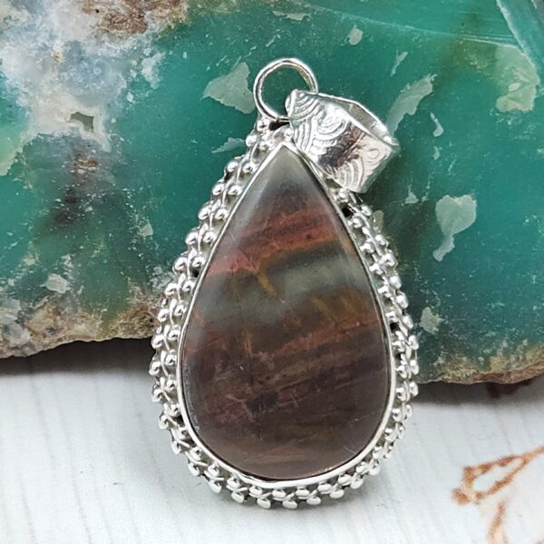 Imperial Jasper 1.25" 925 Sterling Silver Pendant (REXT22-94)