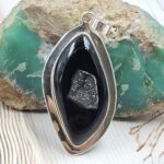 Black Window Druzy 1.75" 925 Sterling Silver Pendant (REXT119-34)
