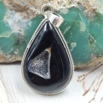 Black Window Druzy 1.5" 925 Sterling Silver Pendant (REXT119-32)