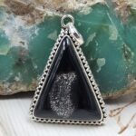 Black Window Druzy 1.5" 925 Sterling Silver Pendant (REXT119-28)