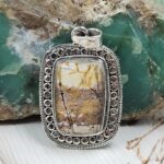 Porcelain Jasper 1.5" 925 Sterling Silver Pendant (REXT126-35)