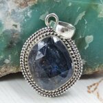 Teal Kyanite 1" 925 Sterling Silver Pendant (REXT126-29)