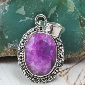 Purple Moonstone 1.25" 925 Sterling Silver Pendant (REXT126-22)