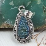 Titanium Druzy 1.25" 925 Sterling Silver Pendant (REXT126-21)