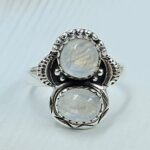 Rainbow Moonstone 925 Sterling Silver Ring (REXT133-4)