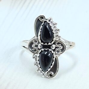 Black Onyx 925 Sterling Silver Ring (REXT133-10)