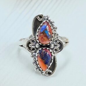 Pink Dahlia Turquoise 925 Sterling Silver Ring (REXT133-11)