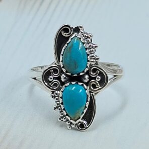 Kingman Turquoise 925 Sterling Silver Ring (REXT133-12)