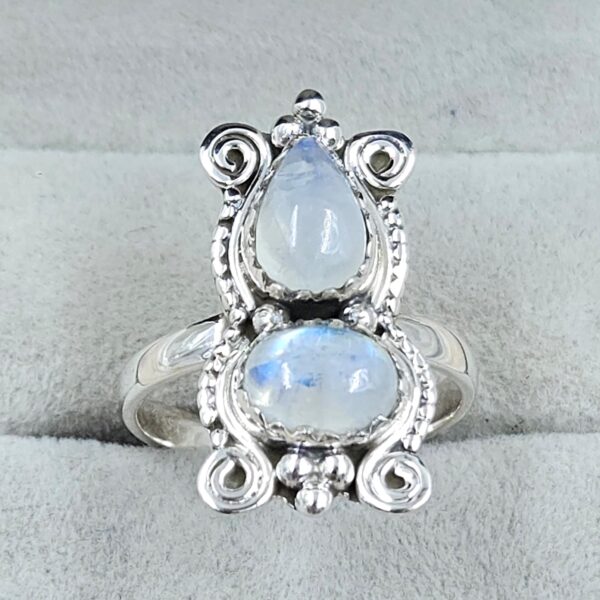 Rainbow Moonstone 925 Sterling Silver Ring (REXT133-13) - Image 2