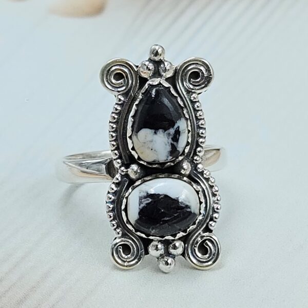 White Buffalo Turquoise 925 Sterling Silver Ring (REXT133-17)