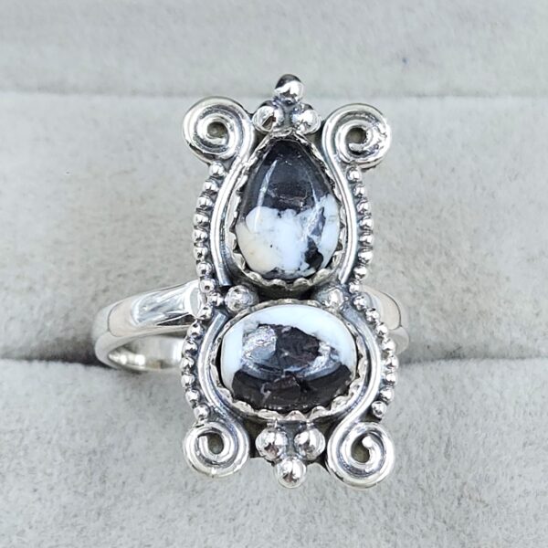 White Buffalo Turquoise 925 Sterling Silver Ring (REXT133-17) - Image 2