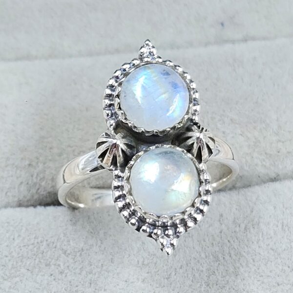 Rainbow Moonstone 925 Sterling Silver Ring (REXT133-20) - Image 2