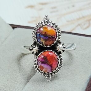 Pink Dahlia Turquoise 925 Sterling Silver Ring (REXT133-22)