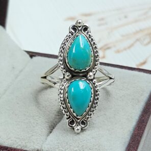 Kingman Turquoise 925 Sterling Silver Ring (REXT133-31)