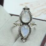Rainbow Moonstone 925 Sterling Silver Ring (REXT133-35)