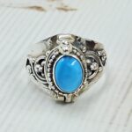 Kingman Turquoise 925 Sterling Silver Poision Box Ring (REXT125-33)