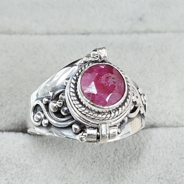 Ruby 925 Sterling Silver Poision Box Ring (REXT125-57) - Image 3