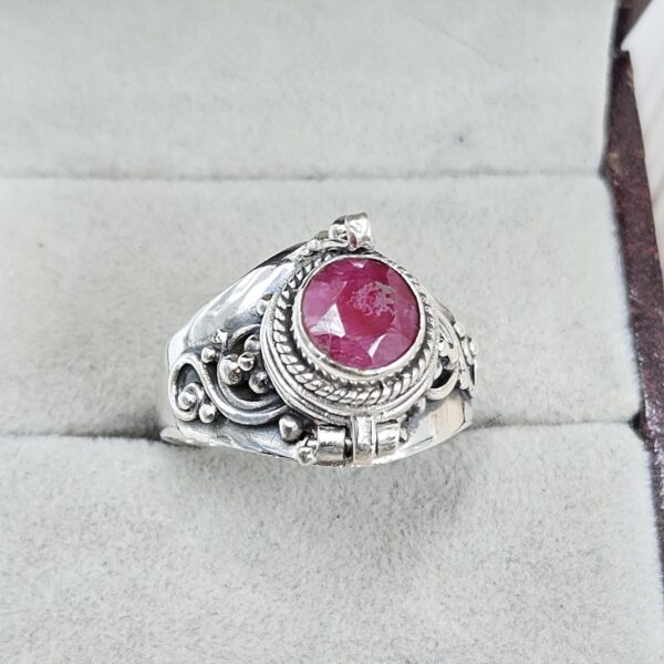 Ruby 925 Sterling Silver Poision Box Ring (REXT125-41) - Image 3