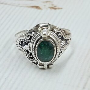 Emerald 925 Sterling Silver Poision Box Ring (REXT125-67)