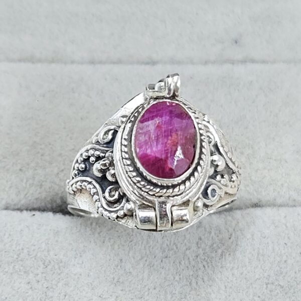 Ruby 925 Sterling Silver Poision Box Ring (REXT125-65) - Image 3