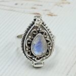 Rainbow Moonstone 925 Sterling Silver Poision Box Ring (REXT125-52)