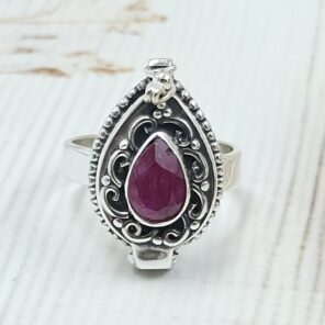 Ruby 925 Sterling Silver Poision Box Ring (REXT125-51)