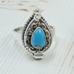 Kingman Turquoise 925 Sterling Silver Poision Box Ring (REXT125-49)