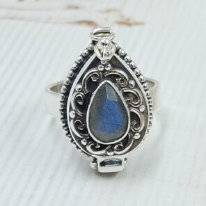 Labradorite 925 Sterling Silver Poision Box Ring (REXT125-53)