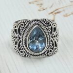 Blue Topaz 925 Sterling Silver Ring (REXT126-11)