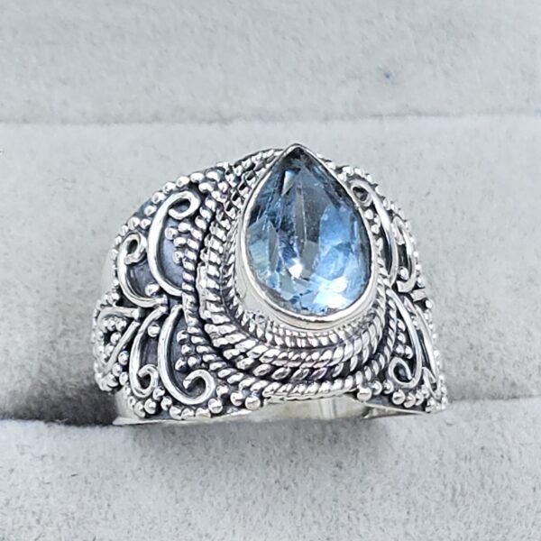 Blue Topaz 925 Sterling Silver Ring (REXT126-11) - Image 2