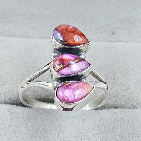 Pink Dahlia Turquoise 925 Sterling Silver Ring (REXT126-8) - Image 2