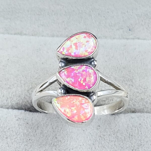 Hot Pink Opal 925 Sterling Silver Ring (REXT126-9) - Image 2