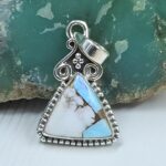 Cotton Candy Turquoise 1" 925 Sterling Silver Pendant (REXT127-24)