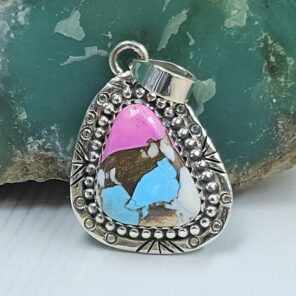Cotton Candy Turquoise 1" 925 Sterling Silver Pendant (REXT127-33)