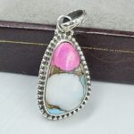 Cotton Candy Turquoise 1" 925 Sterling Silver Pendant (REXT127-5)