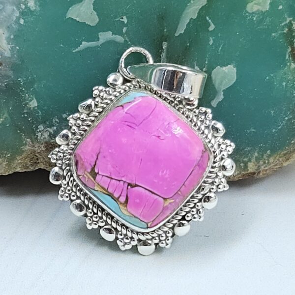 Cotton Candy Turquoise 1" 925 Sterling Silver Pendant (REXT127-6)