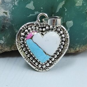 Cotton Candy Turquoise 1" 925 Sterling Silver Pendant (REXT127-21)