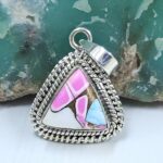 Cotton Candy Turquoise 1" 925 Sterling Silver Pendant (REXT127-22)