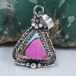 Cotton Candy Turquoise 1" 925 Sterling Silver Pendant (REXT127-10)