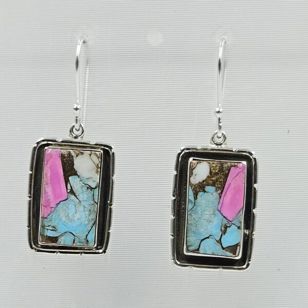 Cotton Candy Turquoise 1.5" 925 Sterling Silver Earring (REXT128-22)