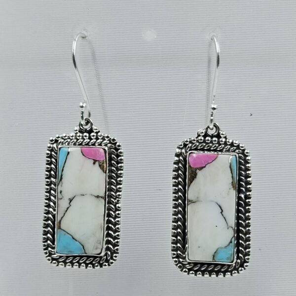 Cotton Candy Turquoise 1.5" 925 Sterling Silver Earring (REXT128-24)