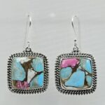 Cotton Candy Turquoise 1.5" 925 Sterling Silver Earring (REXT128-57)