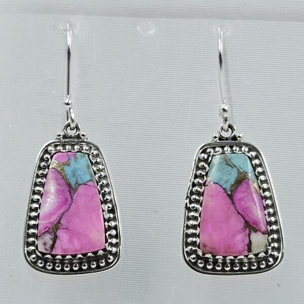 Cotton Candy Turquoise 1.5" 925 Sterling Silver Earring (REXT128-159)