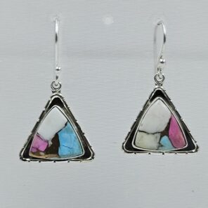 Cotton Candy Turquoise 1.5" 925 Sterling Silver Earring (REXT128-172)