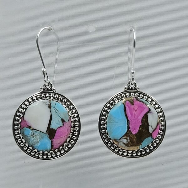 Cotton Candy Turquoise 1.5" 925 Sterling Silver Earring (REXT128-114)