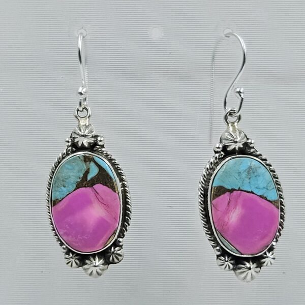 Cotton Candy Turquoise 1.5" 925 Sterling Silver Earring (REXT128-53)