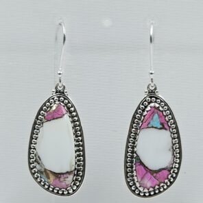 Cotton Candy Turquoise 1.5" 925 Sterling Silver Earring (REXT128-104)