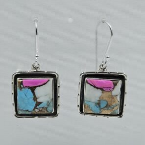 Cotton Candy Turquoise 1.5" 925 Sterling Silver Earring (REXT128-161)