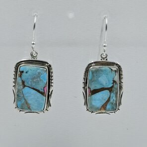 Cotton Candy Turquoise 1.5" 925 Sterling Silver Earring (REXT128-143)